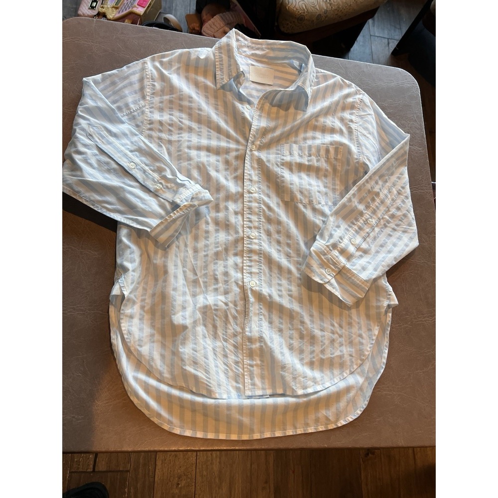 Citizens Of Humanity Women's Button Up Shirt Medium Blue And White Striped‎